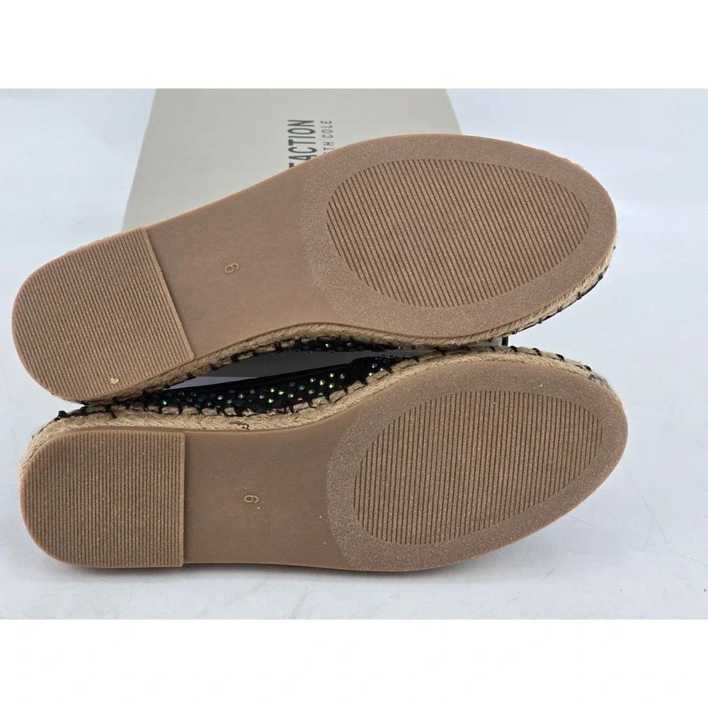 Kenneth Cole Reaction Bonne Espadrille Womens Size 6 Black Crystal Mesh - New